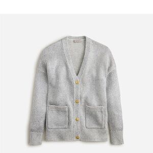 J. Crew Heather Gray Cardigan with Gold Accents